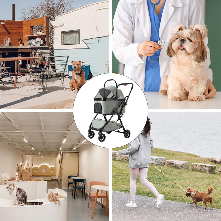 ペットカートアルミ製分離式取り外し可能 折りたたみ多頭中型犬 小型犬猫ペット用品 ペットカート 取り外し可能 分離型 ペットバギー 折りたたみ