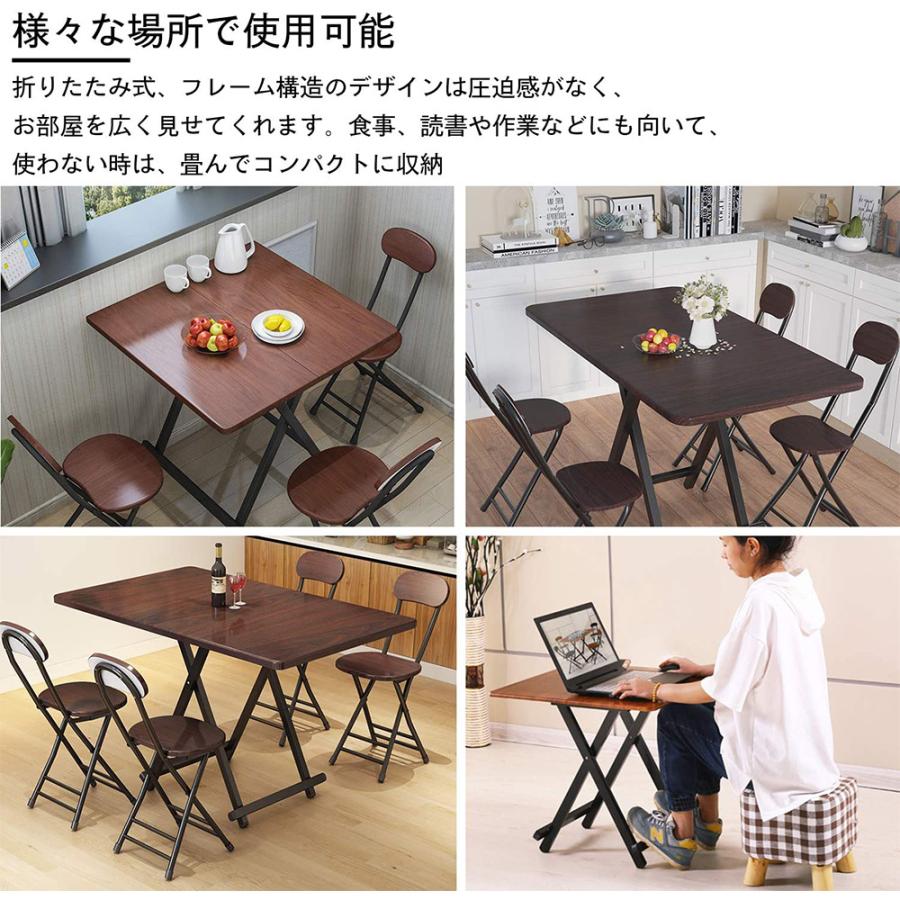 折りたたみテーブル ダイニングテーブル テーブル 食卓 パソコンテーブル 60×60cm 軽い おしゃれ 完成品 組み立て不要 作業台 リビングテーブル 在宅勤務｜meichepro｜04