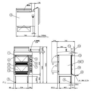 コメットカトウ　炊飯器　CRA2-Nシリーズ　ガス式　780×740×1530　低輻射タイプ　CRA2-100NS-PS　ＬＰＧ(プロパンガス)