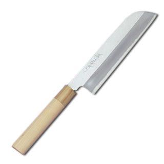 庖丁 堺孝行 霞研水牛柄 鎌形薄刃包丁 22.5cm