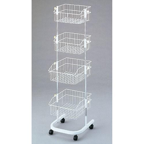 スキマ型4段エンドワゴン W40cm ストア・エキスプレス:スキマ型4段エンドワゴン W40cm ホワイト 61-114