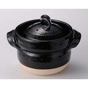 和食器 メ406-258 黒釉五合御飯鍋