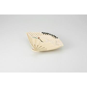 和食器 仁清鶴 扇面前菜皿 37K071-08 まごころ第37集