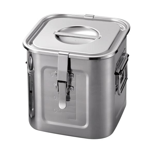 18-8目盛付角キッチンポット(手付) パッキン・フック付21cm 16210