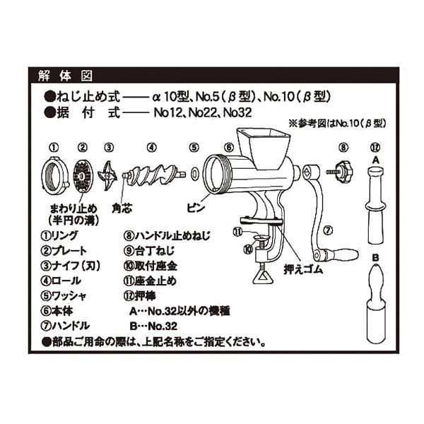 ボニー 手廻し式ミンサー NO.12 据付式 ボニー ミートミンサー No.12