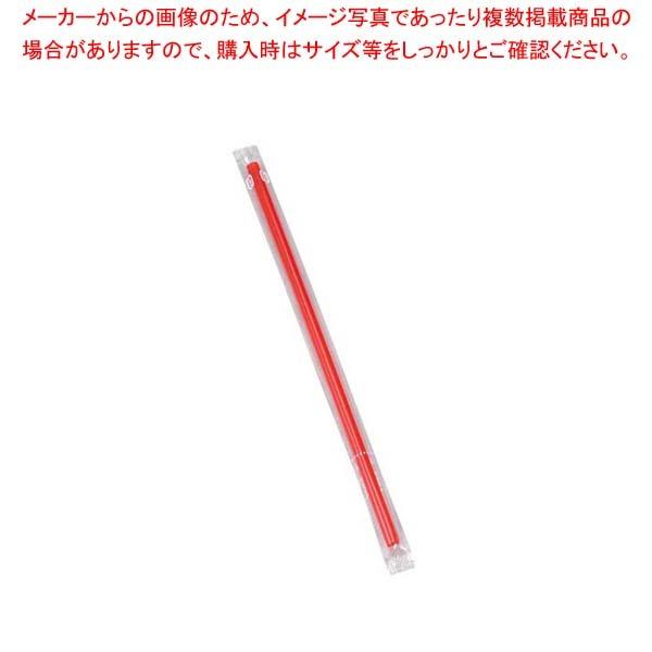 カラーストロー透明袋入り(500本入)ストレート 赤 φ6×210