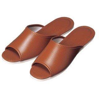 スリッパ(白薄底)前開き S-322L ブラウン(013)