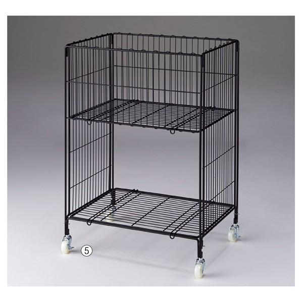 ワイヤーワゴン黒 W60×D45cm 2段タイプ 61-653-61-3