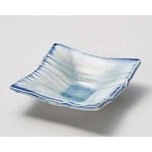 和食器 ロ050-058 ブルー貫入 角浅鉢