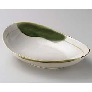 和食器 ロ268-448 織部流し変型楕円鉢