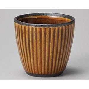 和食器 ミ279-078 アメ釉ソギカップ