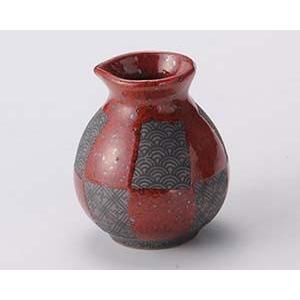 和食器 テ302-368 赤市松青海波玉そば徳利