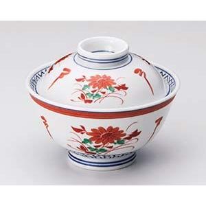 和食器 テ356-158 赤絵菊反蓋丼