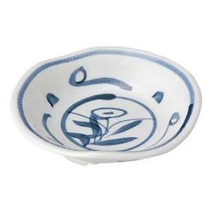 和食器 ホ063-148 手描き唐草 三ツ足4.0平鉢