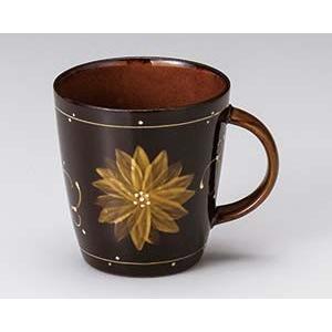 ハ619-078 ブラウン花唐草マグ