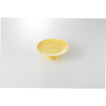 和食器 黄釉菊型 高台皿 37K086-03 まごころ第37集