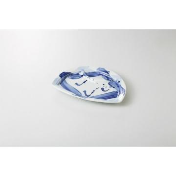 和食器 藍とじめ 半月仕切皿 37K207-14 まごころ第37集