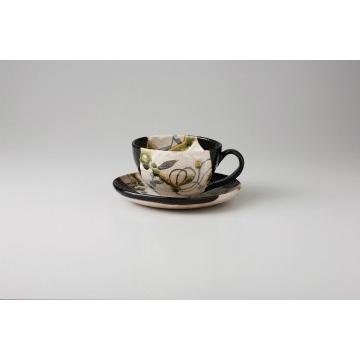 和食器 黒織部草紋(玉山窯) コーヒーC/S 37K429-01 まごころ第37集