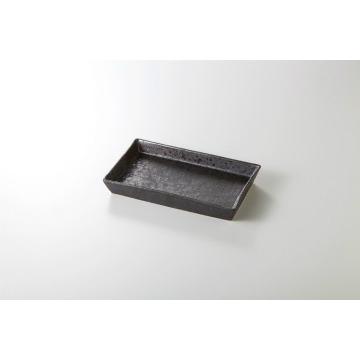 和食器 熔岩流 切立長角焼物皿 37K202-19 まごころ第37集 和食器 ヌ734-168 [石]18cm丸石焼プレート卸問屋名調