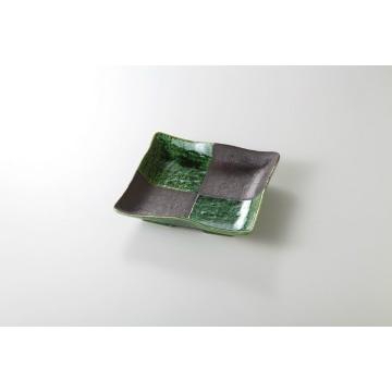 和食器 織部黒市松 正角皿 37K183-19 まごころ第37集