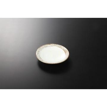 和食器 粉引斜十草彫 5.0皿 37K215-01 まごころ第37集