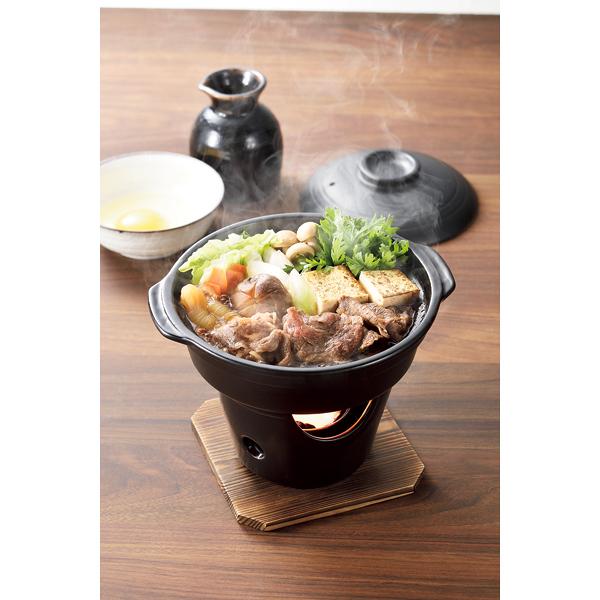 和ごころ懐石 陶器製すきやき鍋コンロ付セット【一人鍋 一人鍋 和ごころ懐石 陶器製すきやき鍋コンロ付セット【一人鍋 一人鍋