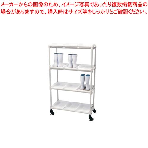 抗菌イレクター 長靴ラック キャスター 4列4段 16人用 C.グレー