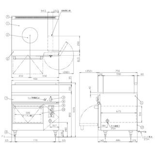 コメットカトウ　ガスレンジ　DX2シリーズ　D=750　レンジタイプ　DXAH2-975　900×750×850　ＬＰＧ(プロパンガス)