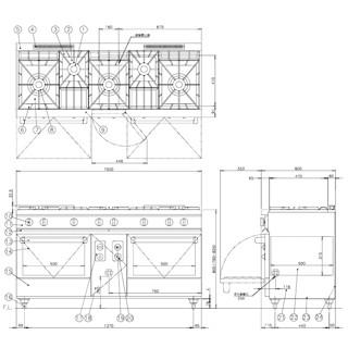 コメットカトウ　ガスレンジ　XYシリーズ　ＬＰＧ(プロパンガス)　D=600　XY-1560　レンジタイプ　1500×600×800