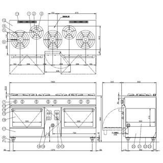 コメットカトウ　ガスレンジ　XYSシリーズ　D=600　1500×600×800　XYS-1560　ＬＰＧ(プロパンガス)　レンジタイプ