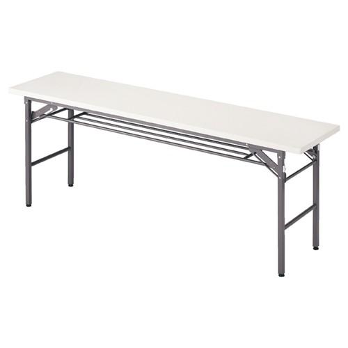 折りたたみテーブル W180cm 棚付き ホワイト D45cm