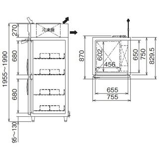 フクシマガリレイ　タテ型　蓄冷剤用急速凍結庫　幅755×奥行800（870）×高さ1960　GKD-082FMD-S