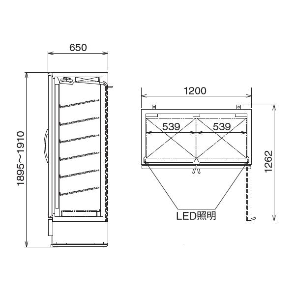 フクシマガリレイ　リーチインショーケース　ワイン専用　1200×650×1900　MWS-120GWTR　受注生産