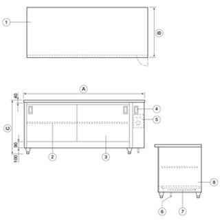 押切電機 電気ディッシュ ウォーマー・テーブル (両側開戸タイプ) ODW-1875W 1800×750×800｜meicho｜02