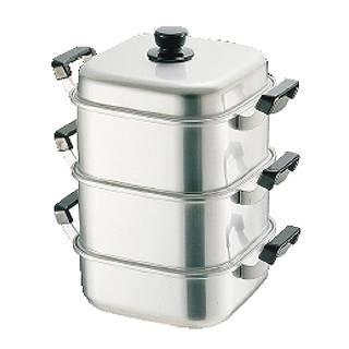 アルミ　角蒸　二重　28cm アカオ(AKAO) アルマイト角型蒸器 28cm 二重 AMS71282