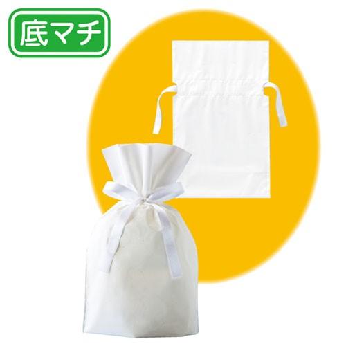 梨地リボン付きギフトバッグ ホワイト 17×28(18)×底マチ8 20枚