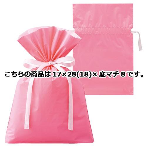 梨地リボン付きギフトバッグ ピンク 17×28(18)×底マチ8 20枚