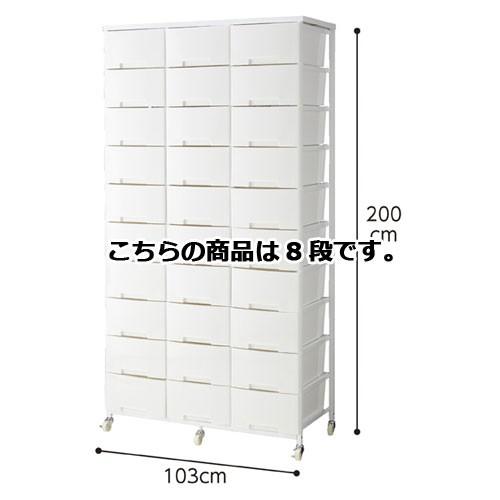 大容量収納プラスチックチェスト 3列(W103cm) 8段
