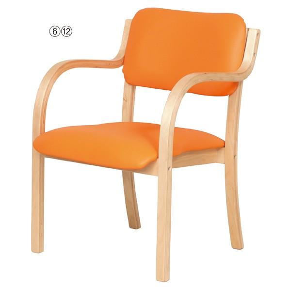 第一ネット 【まとめ買い10個セット品】木製合皮スタッキングチェア(アーム付き) オレンジ 2台 組立品 その他椅子、スツール、座椅子