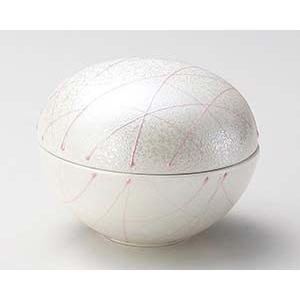 和食器 ミ105-188 ピンク一珍丸形蓋物