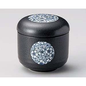 和食器 ホ113-048 黒丸紋丸むし碗