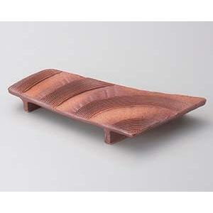 和食器 ミ125-138 火色 変形高台突出皿