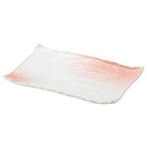 和食器 ワ159-118 白玉粉引ピンク吹枯山水31cm角皿(中)