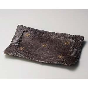 和食器 ツ161-068 炭化土砂目長角13.0盛皿