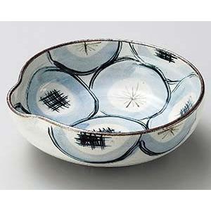和食器 テ256-068 粉引呉須丸紋片口7.0鉢