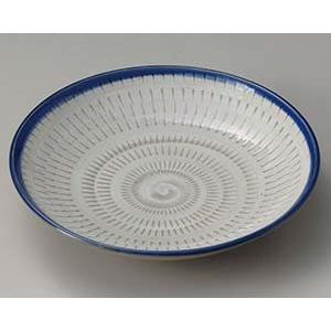 和食器 テ309-028 紺白刷毛トチリ7.0麺皿
