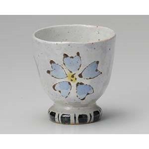 和食器 ロ385-198 一珍花湯呑(青)大