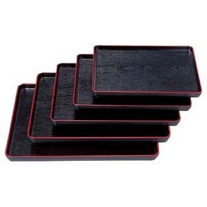 ヌ708-638 [TA]耐熱大寿木目盆 黒天朱尺5