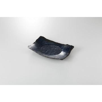 和食器 紺青 変形焼物皿 37K201-15 まごころ第37集