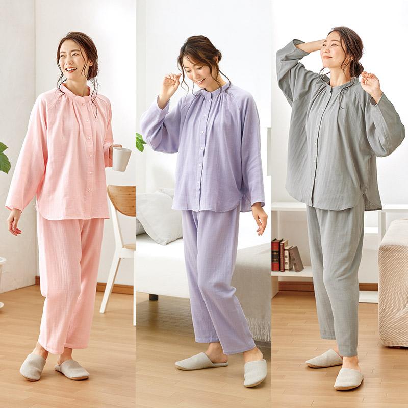 パジャマ12 レディース ダブルガーゼパジャマ 上下セット組 セットアップ ルーム